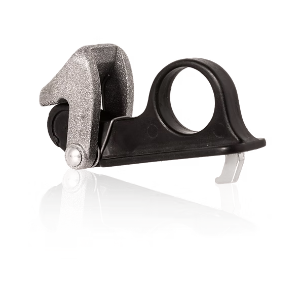 Black Toggle clip for leather toggling machines — heavy-duty clip for thick veg tan and heavy hides