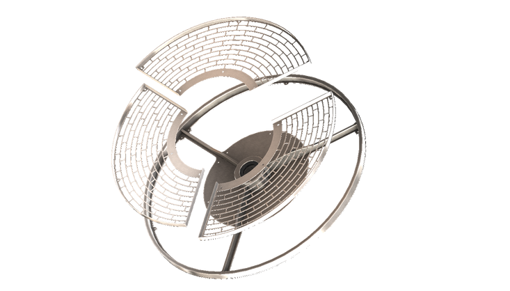 GreenDisc filtering disc with quick-change meshes divided into three 120-degree segments that can be removed individually