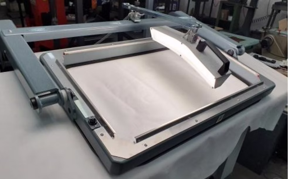 Mobile LED lighting system mounted on The Balloon hide stretching machine