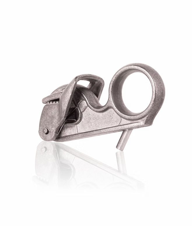 Eco Toggle clip for leather toggling machines — standard-dimension aluminum tannery clip